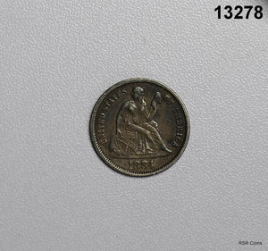 1884 SEATED LIBERTY DIME XF LOVE TOKEN INSCRIBED MAY #13278