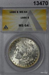 1886 MORGAN SILVER DOLLAR ANACS CERTIFED MS64 GOLD TONED REVERSE! #13470