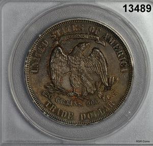 1887 TRADE DOLLAR ANACS CERTIFIED AU50 BRUSHED RETONED EDGE DAMAGED! #13489