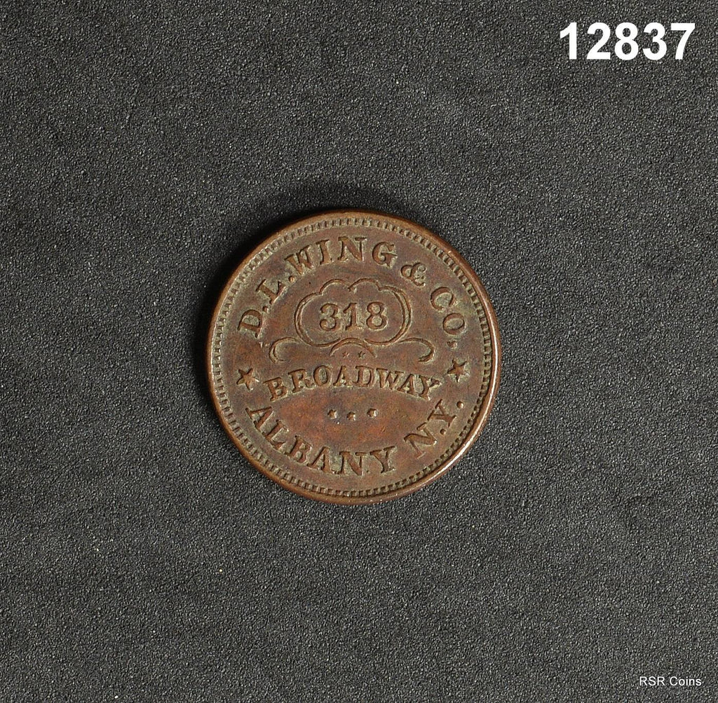 1863 CIVIL WAR TOKEN D.L. WING 318 BROADWAY ALBANY #12837