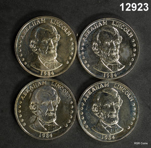 1984 ABRAHAM LINCOLN 175TH ANNIVERSARY SILVER PLATED 4 MEDALS #12923