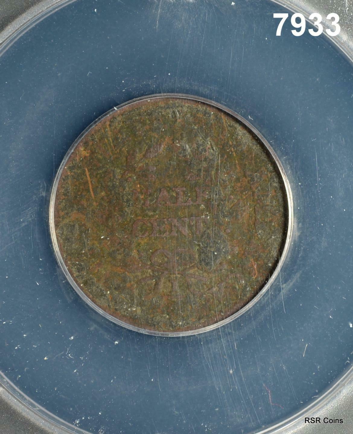1804 HALF CENT ANACS CERTIFIED F12 CORRODED #7933