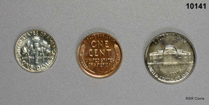 1953 3 COIN PROOF SET: CENT, NICKEL, DIME ORIGINAL! #10141