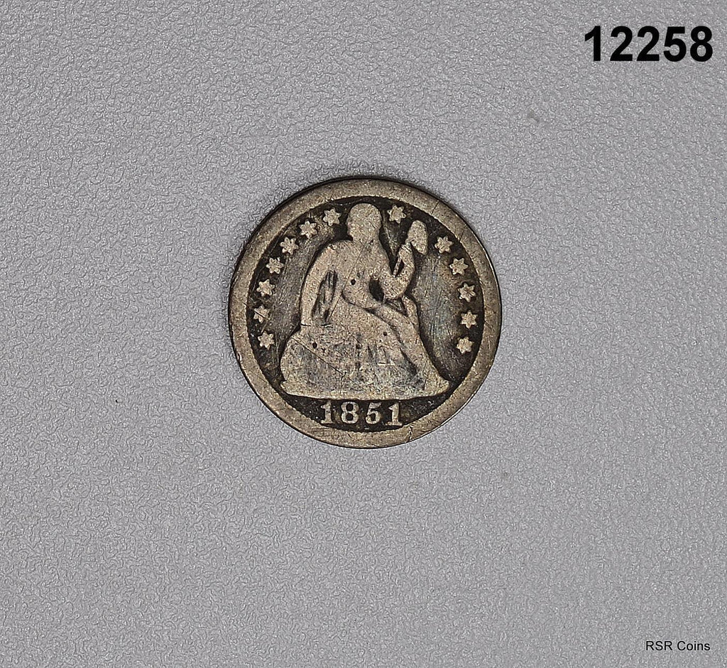 1851 SEATED DIME GOOD SMALL SCRATCHES #12258