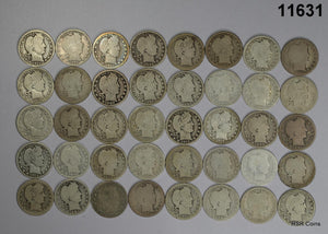 BARBER QUARTER NEARLY FULL DATES ROLL OF 40 COINS 90% SILVER #11631