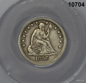 1856 SEATED LIBERTY QUARTER ANACS CERTIFIED VF35 CLEANED #10704