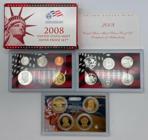 2008-S UNITED STATES MINT SILVER GEM PROOF SET - 14 COIN PROOF SET W/ BOX & COA