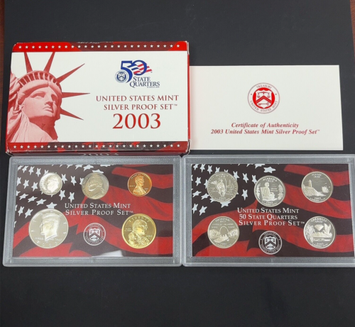 2003-s United States Mint 90% Silver Proof Set w/ COA & BOX GEM QUALITY PROOFS!