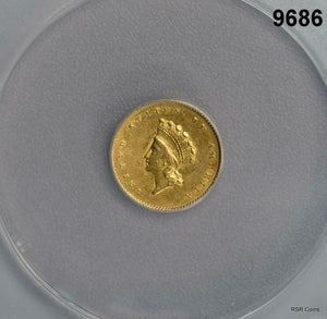 1855 LIBERTY GOLD DOLLAR ANACS CERTIFIED AU50 SCRATCHED #9686