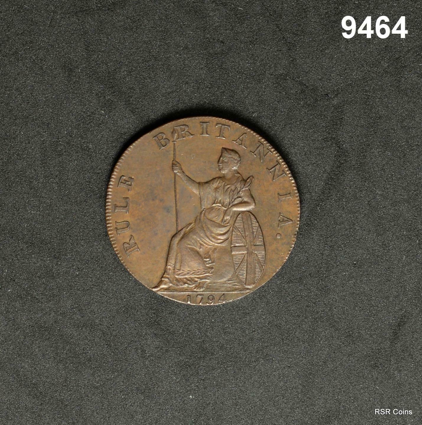 1794 EARL HOWE GLORIOUS 1ST OF JUNE HALF PENNY CONDOR TOKEN RUTE BRITANNIA#9464