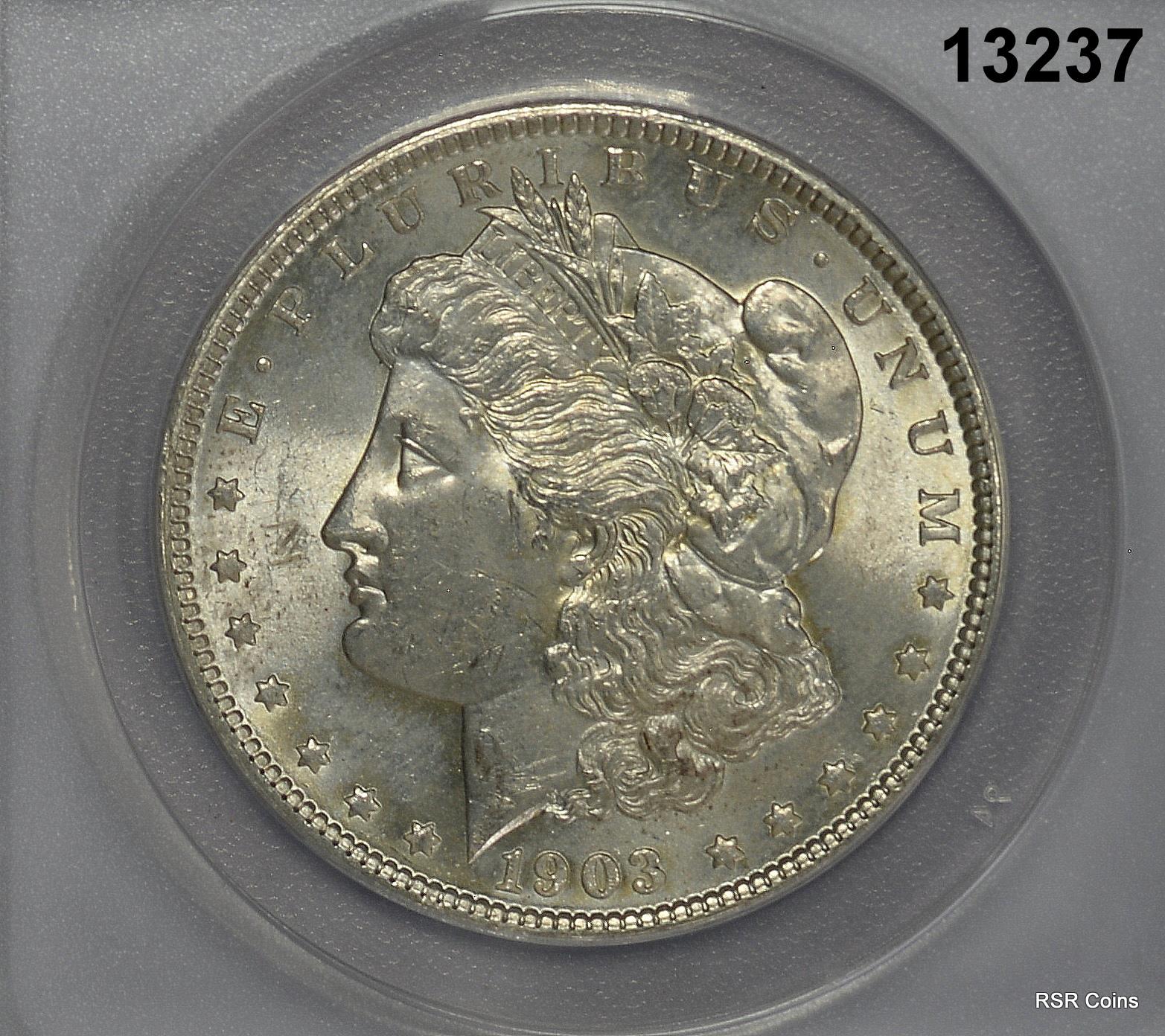 1903 P MORGAN SILVER DOLLAR ANACS CERTIFED MS63 PALE GOLD NICE! #13237