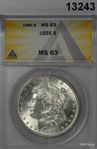 1886 MORGAN SILVER DOLLAR ANACS CERTIFED MS63 NICE ORIGINAL #13243