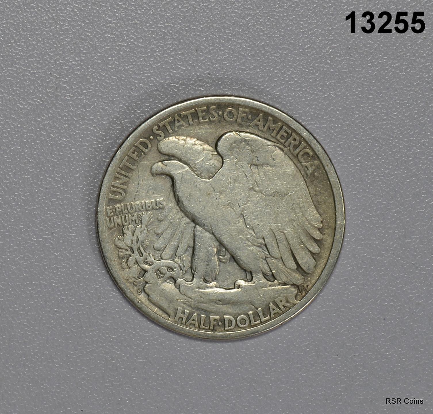 1918 S WALKING LIBERTY HALF VG CLEANED #13255