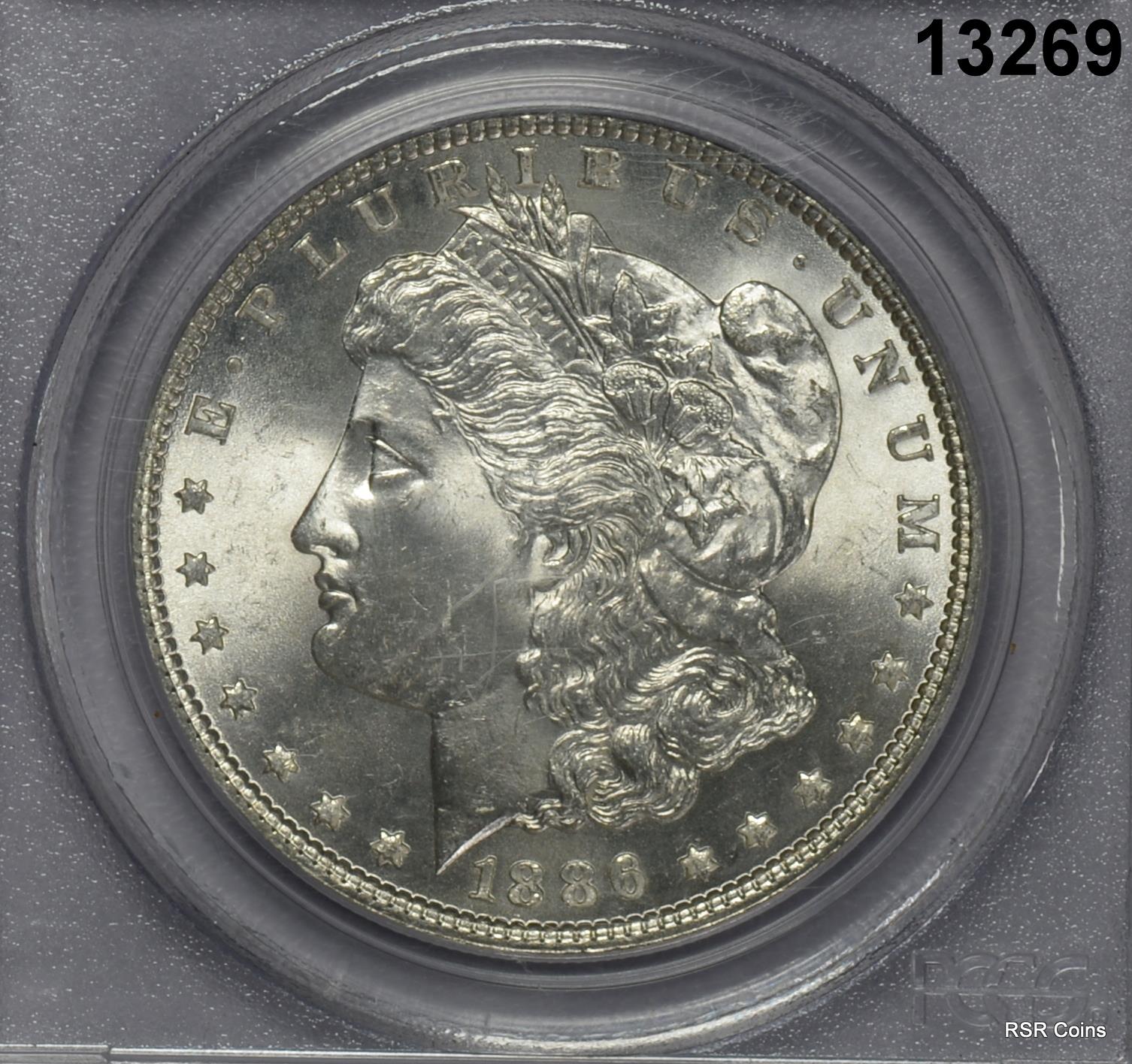 1886 MORGAN SILVER DOLLAR PCGS CERTIFIED MS64 FLASHY! #13269