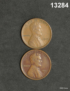 LOT OF 2 EARLY LINCOLN CENTS: 1909 VDB XF, 1911 D FINE! #13284
