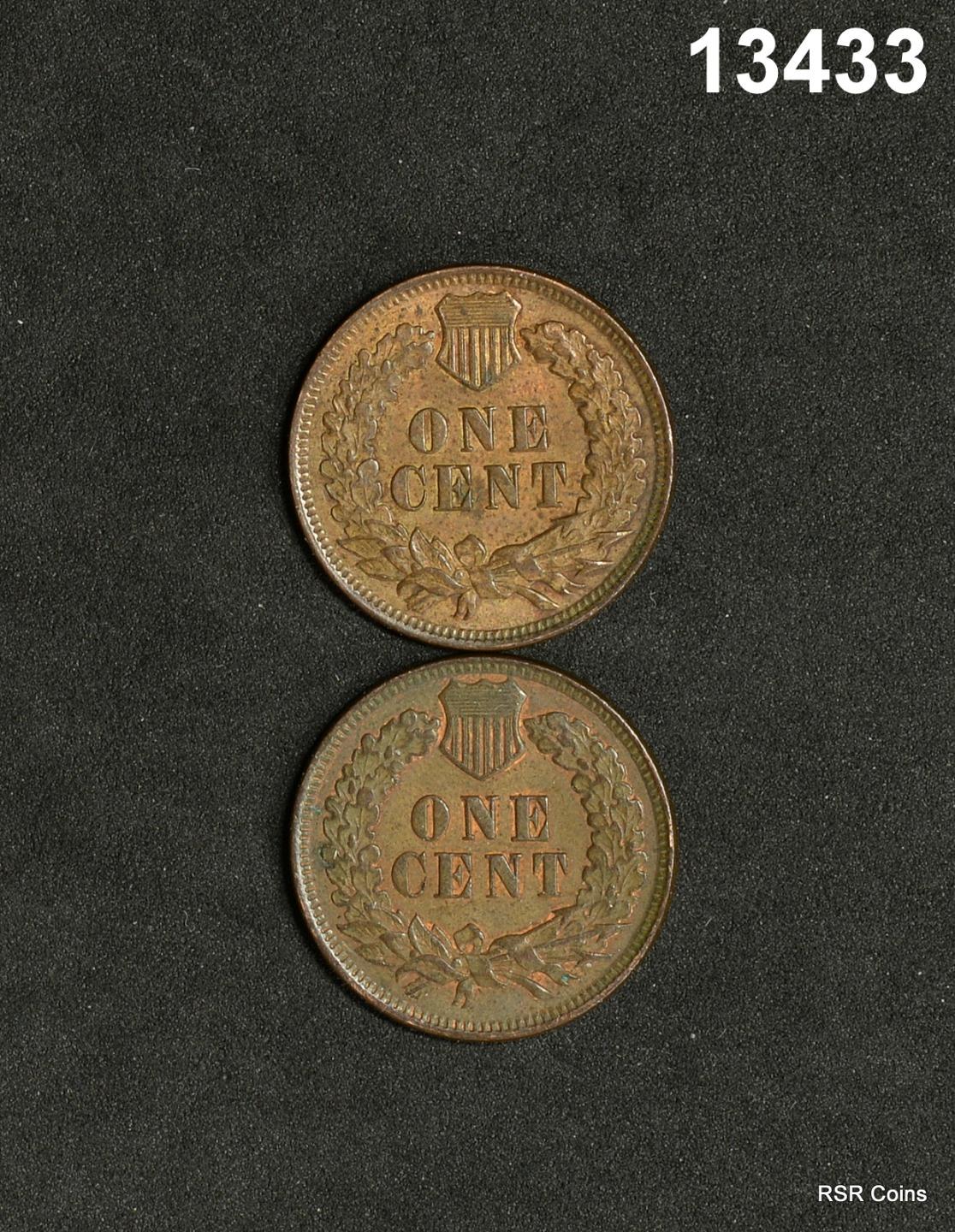 1901 & 1907 2 COIN INDIAN HEAD CENT LOT AU+ NICE! #13433