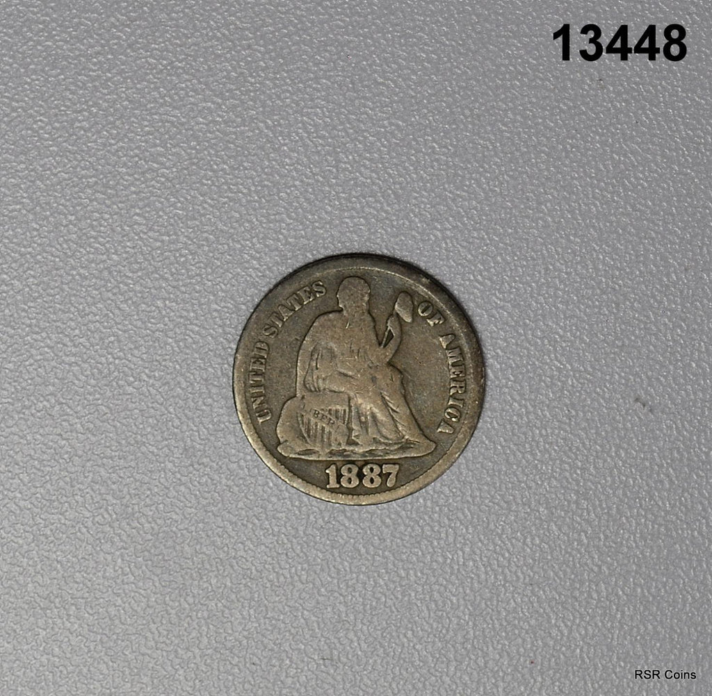 1887 S SEATED DIME FINE OBVERSE AG REVERSE! #13448