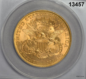 1907 D $20 GOLD DOUBLE EAGLE RARE! ANACS CERTIFIED MS63 LOOKS BETTER! #13457