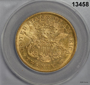 1875 CC $20 GOLD DOUBLE EAGLE RARE DATE ANACS CERTIFIED AU55 LOOKS BETTER #13458