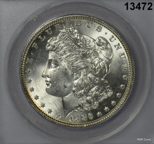 1886 MORGAN SILVER DOLLAR ANACS CERTIFED MS63 REV GOLDEN CRESCENT TONED! #13472