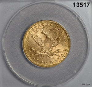 1897 $10 GOLD LIBERTY ANACS CERTIFED MS62 FLASHY!! #13517