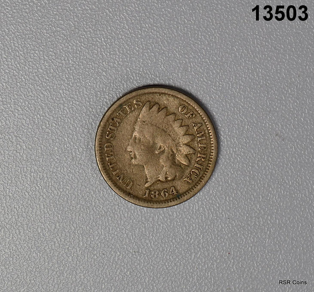 1864 COPPER NICKEL INDIAN HEAD CENT REVERSE CORRODED VG #13503