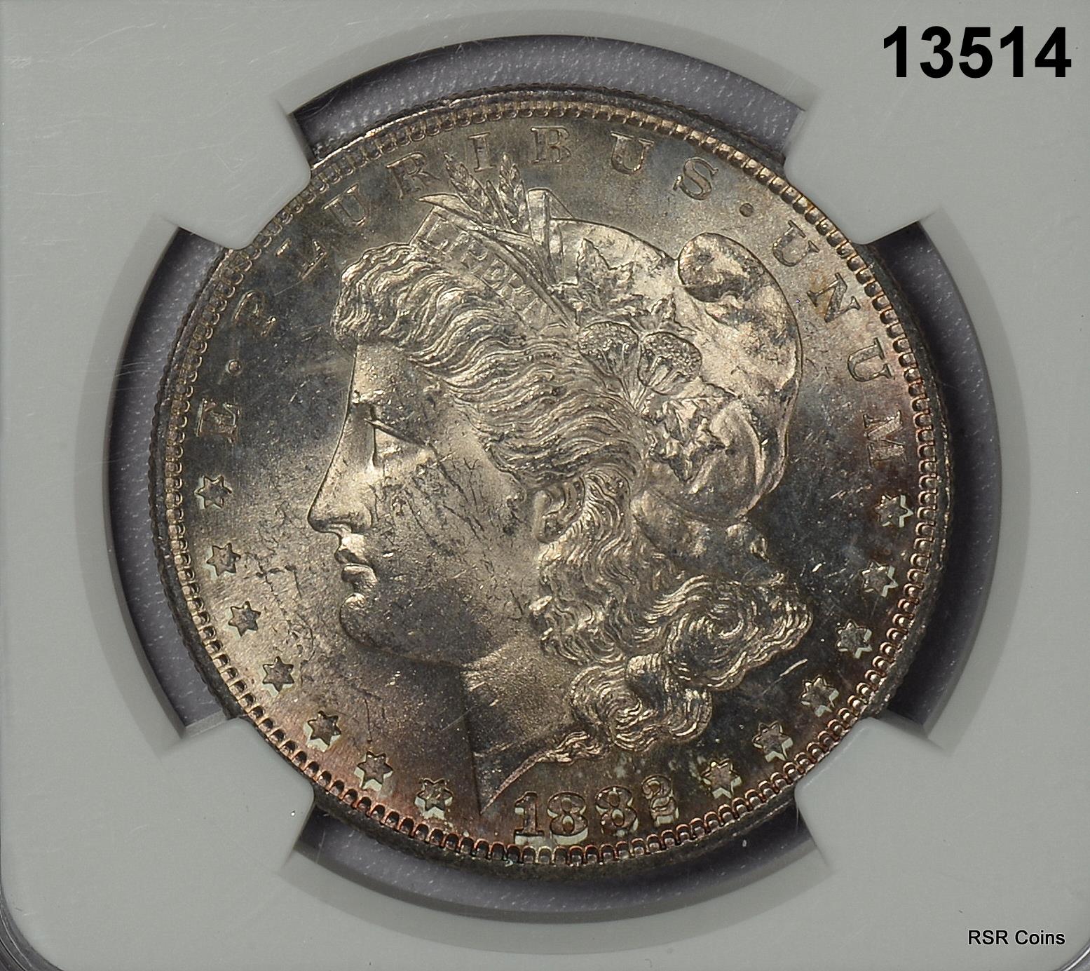 1882 S MORGAN SILVER DOLLAR NGC CERTIFIED MS63 BOTH SIDES GOLDEN PINK!! #13514