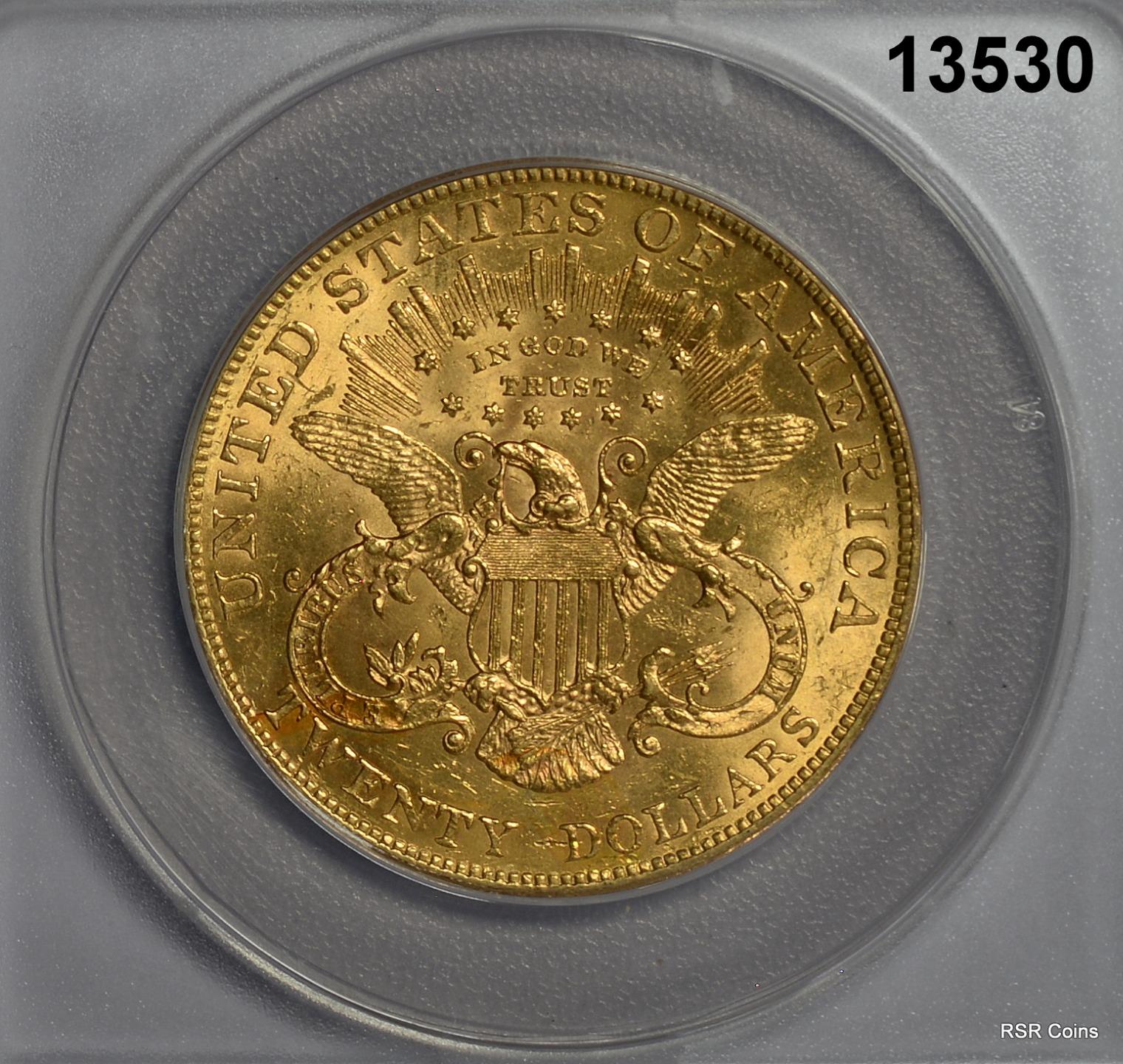 1904 $20 GOLD LIBERTY DOUBLE EAGLE ANACS CERTIFED AU58! #13530