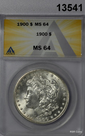 1900 MORGAN SILVER DOLLAR ANACS CERTIFED MS64 AMBER COLOR REV FLASHY OBVS #13541