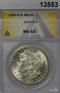 1904 O MORGAN SILVER DOLLAR ANACS CERTIFED MS62 FULL STRIKE FLASHY! #13553