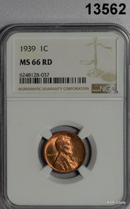 1939 LINCOLN CENT NGC CERTIFED MS66 RD FULL RED! #13562