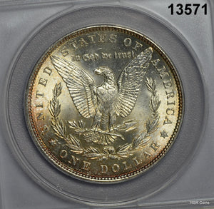 1886 MORGAN SILVER DOLLAR ANACS CERTIFED MS64 ELECTRIC BLUE GOLDEN OBV #13571