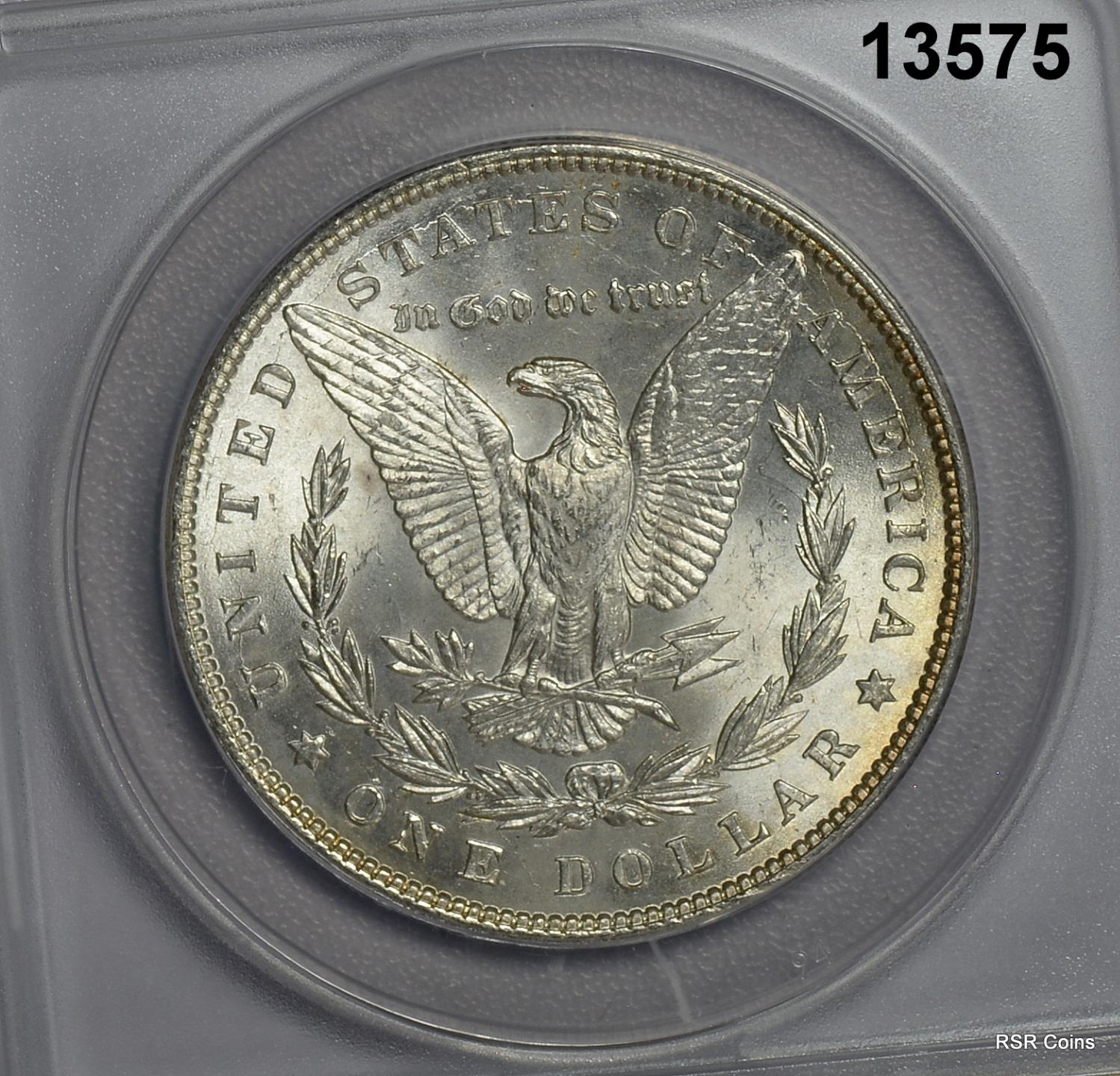 1886 MORGAN SILVER DOLLAR ANACS CERTIFED MS64 TOUCH OF GOLDEN RIM! #13575