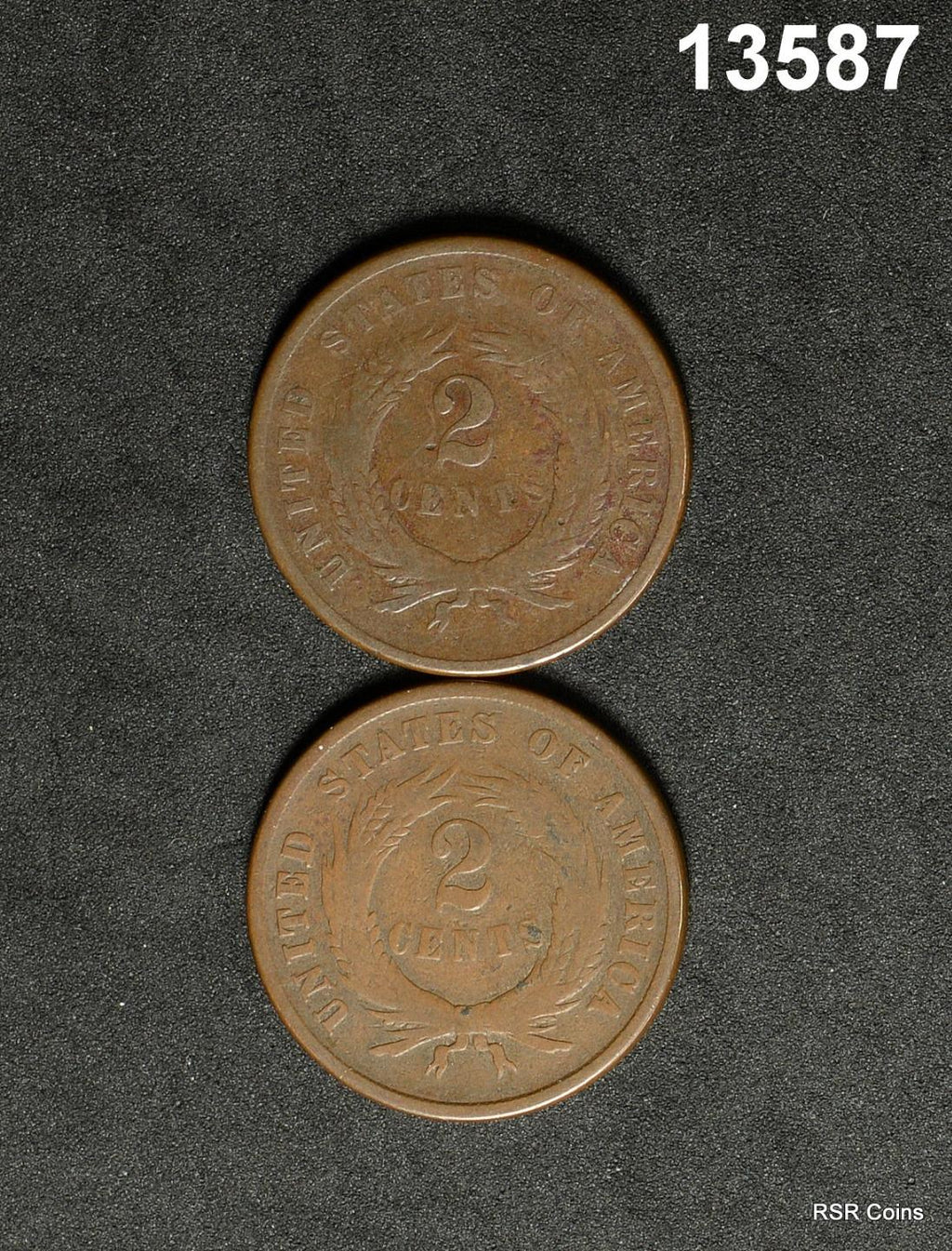 TWO CENT PIECES 1867, 1868 BOTH GOOD! #13587