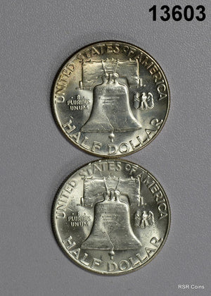 CHOICE BU FRANKLIN HALF 2 COIN LOT: 1960 D, 1963 FLASHY! #13603