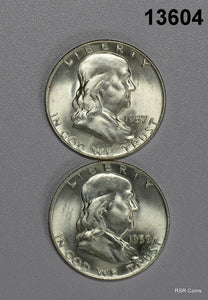 1957 D & 1959 D FRANKLIN HALF CHOICE BU LOT! FLASHY! #13604