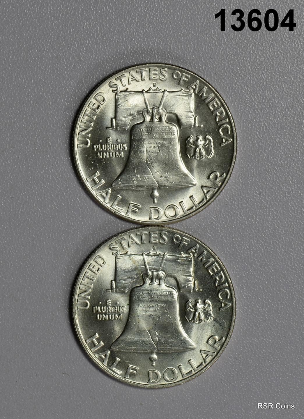 1957 D & 1959 D FRANKLIN HALF CHOICE BU LOT! FLASHY! #13604