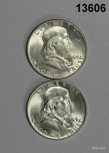 1959 D & 1960 FRANKLIN HALF CHOICE BU! #13606