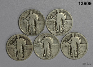 STANDING LIBERTY QUARTER SET: 1926D, 1926, 1927, 1926S, 1925 GOOD-VG! #13609