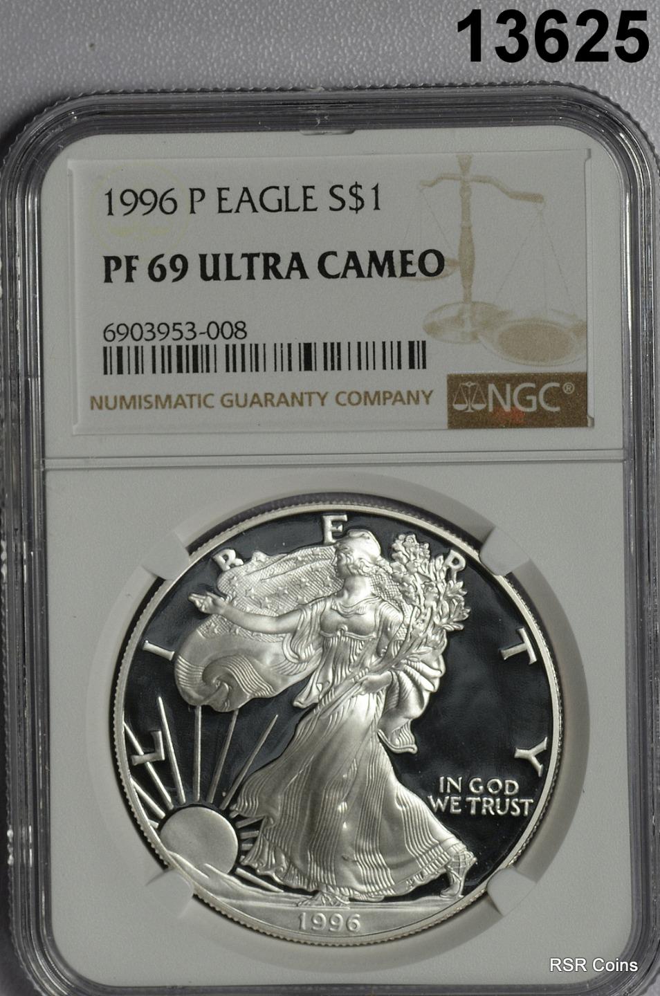 1996 P SILVER EAGLE NGC CERTIFIED PF69 ULTRA CAMEO! #13625