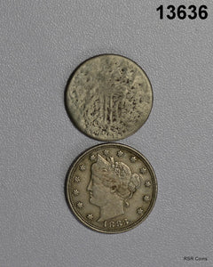 2 COIN LOT: SHIELD NICKEL POOR 1883 LIBERTY NICKEL VF SET! #13636