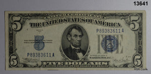 1934 C $5 VF SILVER CERTIFICATE BLUE #13641