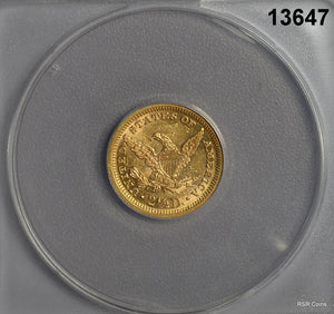 1890 $2.50 GOLD COIN MINTAGE: 8,720! ANACS CERTIFED MS60 FLASHY! #13647