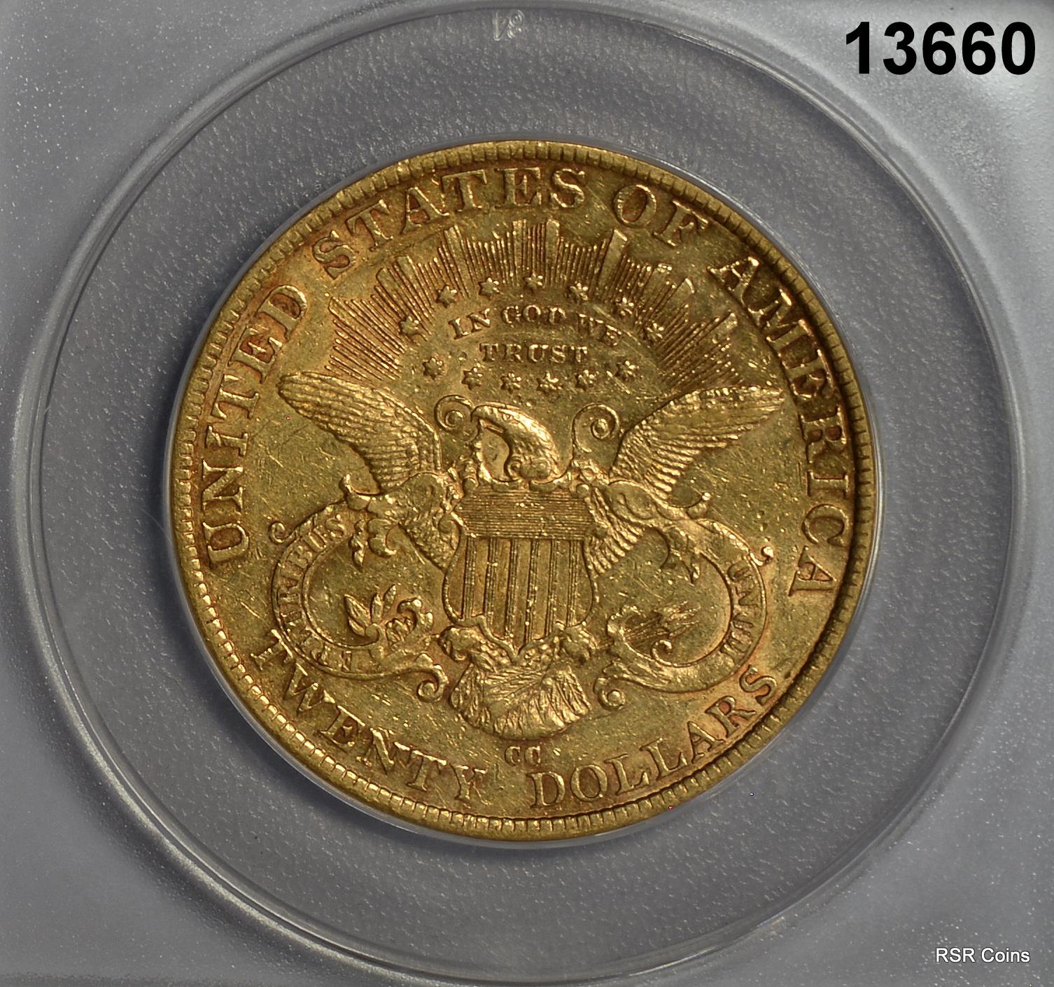 1893 CC $20 DOUBLE EAGLE MINTAGE 18,402 ANACS CERTIFED EF45 LOOKS BETTER! #13660