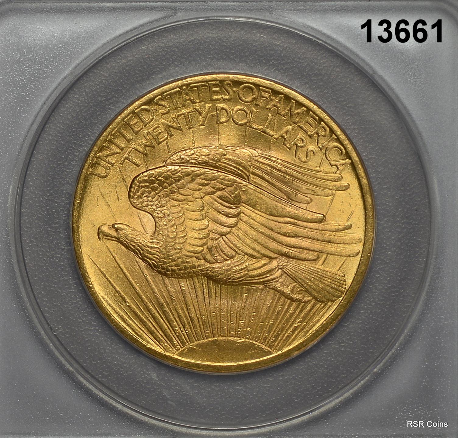 1908 NM $20 GOLD DOUBLE EAGLE ANACS CERTIFED MS62 LOOKS BETTER! #13661