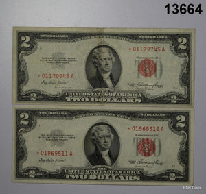 LOT OF 2 1953 $2 * STAR NOTE #13664