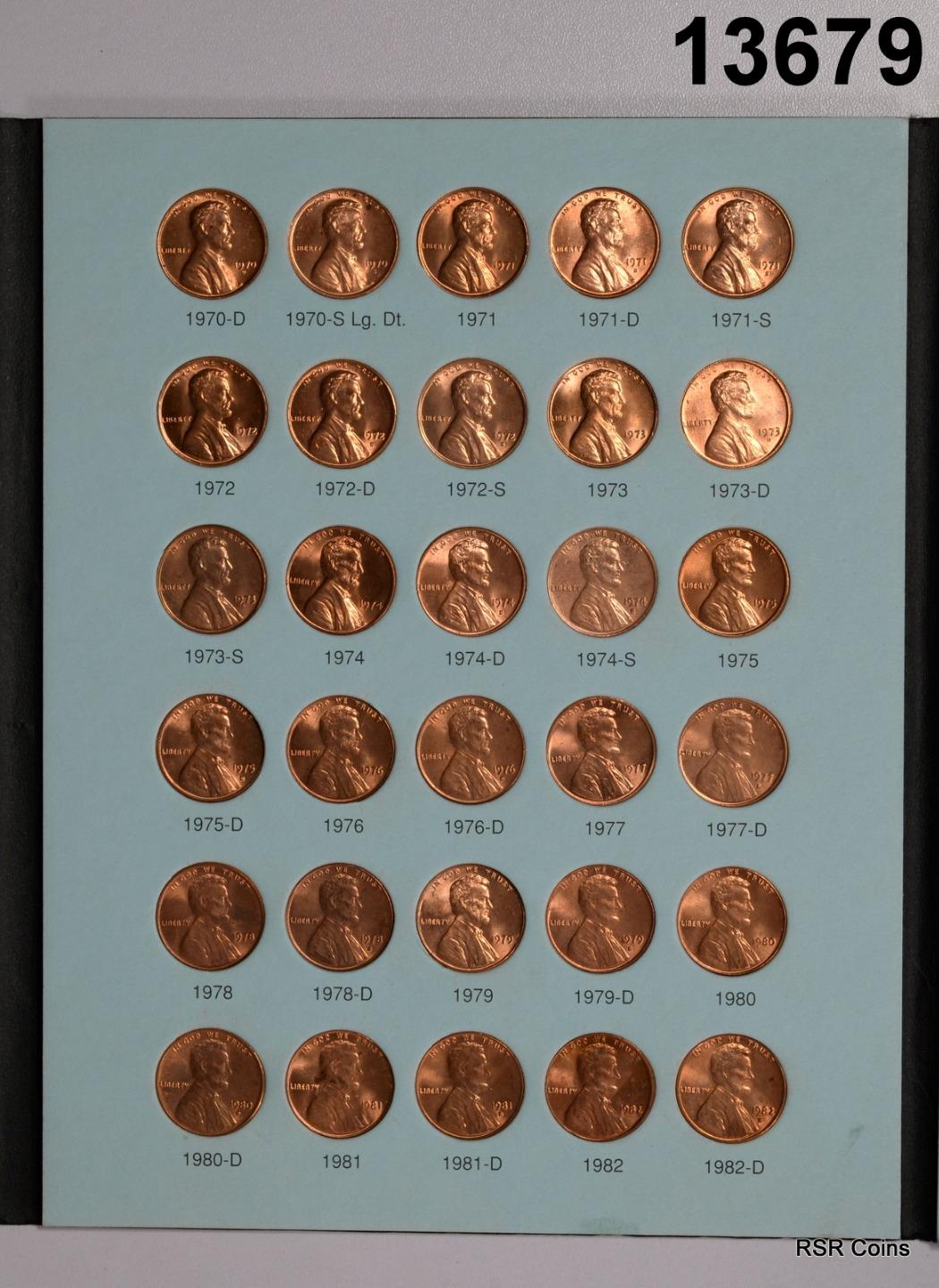 1959-1996 CHOICE BU LINCOLN CENT SET IN ALBUM 67 COINS! #13679