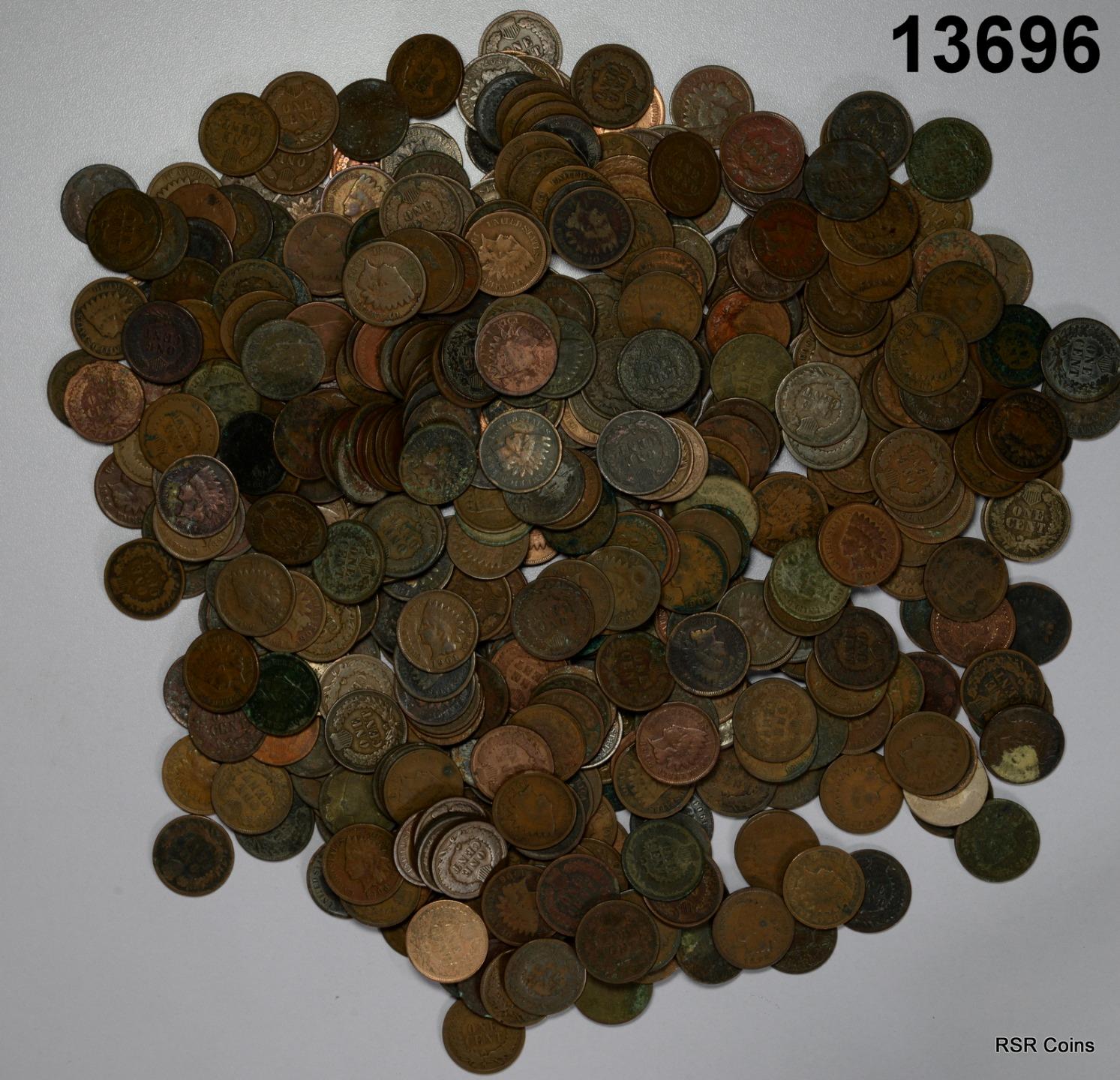 LOT OF 501 CULL INDIAN HEAD CENTS 1862-1909 G-XF MANY EARLY COINS #13696