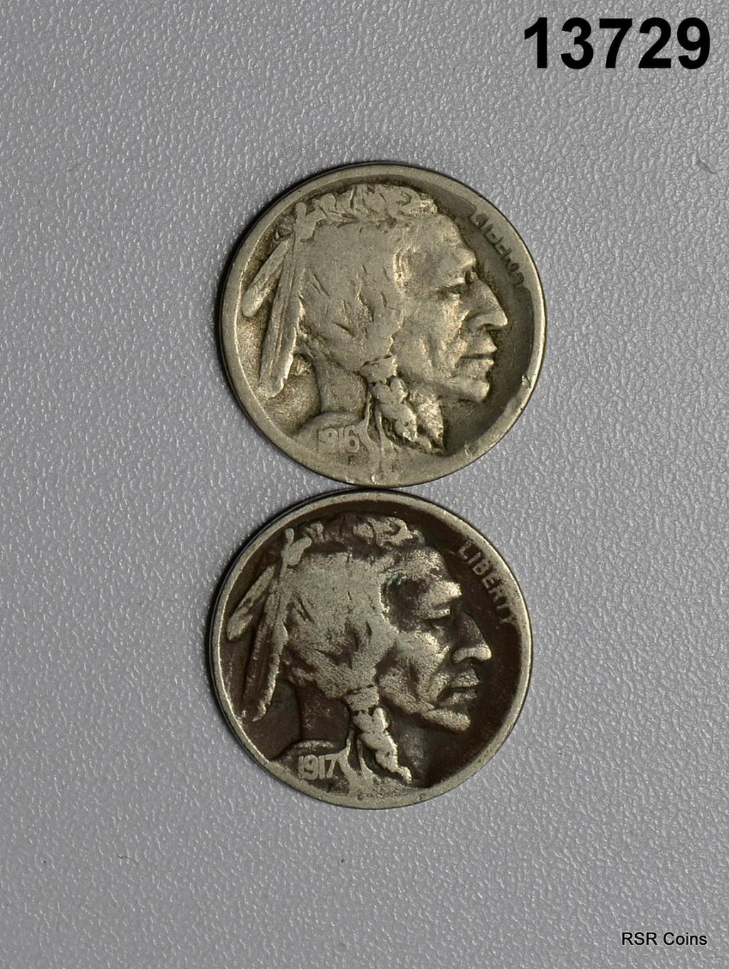 BUFFALO NICKEL LOT: 1916 S GOOD, 1917 GOOD CLEANED #13729