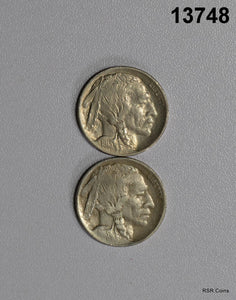 1913 TY 1 AU + TY 2 VF BUFFALO NICKEL LOT 1ST YEAR OF ISSUE SET! #13748